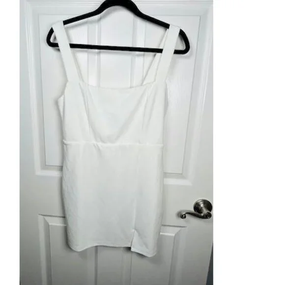 Social Sensation White Square Neck Mini Bodycon Dress Size Medium See Photos - Picture 4 of 7